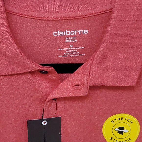 Claiborne Men's Polo - Size M Slim & Stretch Salmon  - NWT - Picture 2 of 8